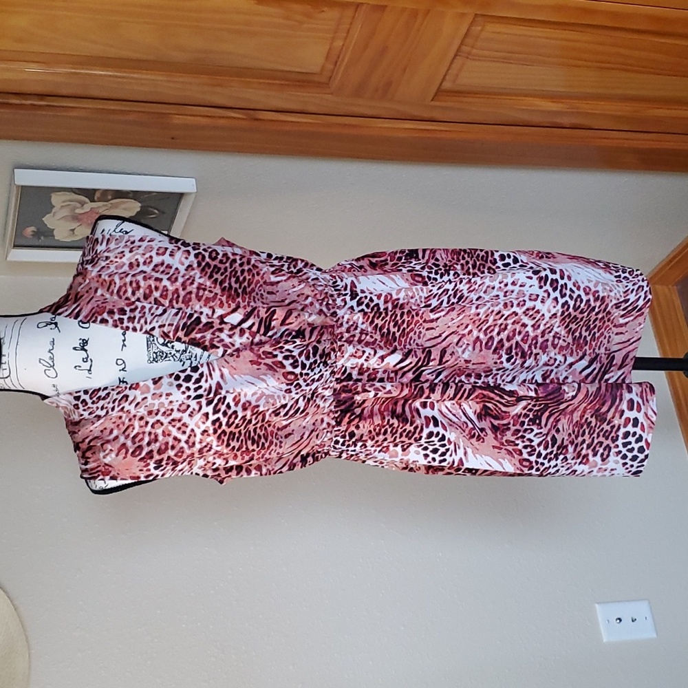 Mac+Jac Animal Print Tunic Top Rose Black Size LARGE